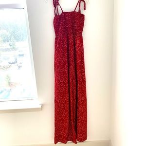 Red Dotted Jumpsuit with Tie Shoulders